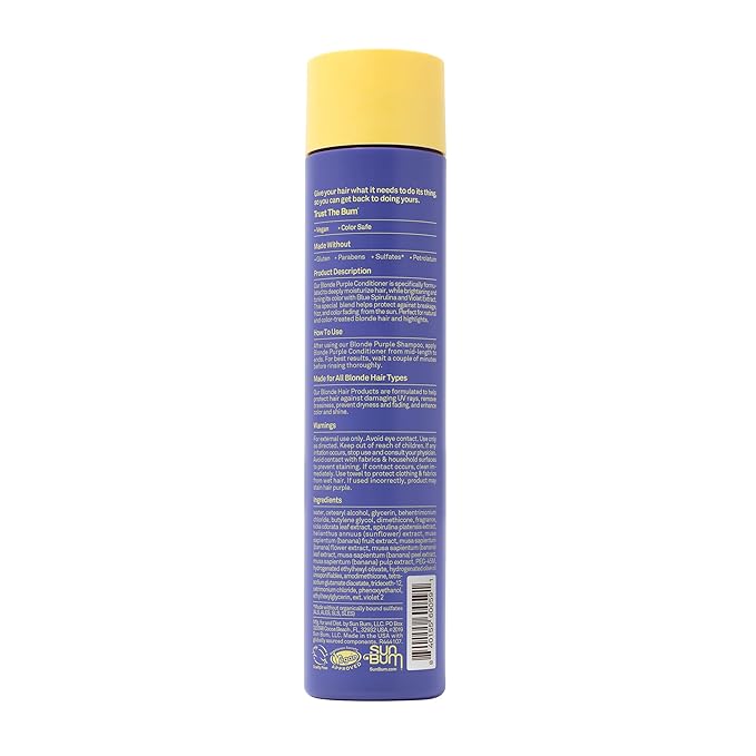 Sun Bum Blonde Purple Conditioner-Moisturizing and Brightening Formula-UV Protecting and Color Enhancing-and Toning Hair Treatment for Blonde Hair-Helps Prevent Breakage-and Frizz-10 oz,(Pack of 12)