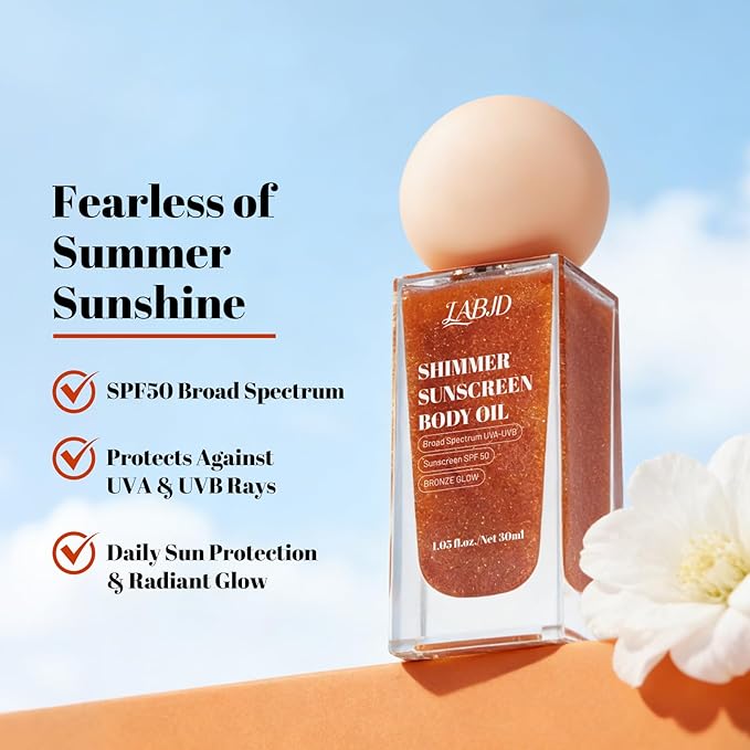 Sun Shield Body Glow, Broad Spectrum SPF 50, Infused with Shimmering Body Oil, Lightweight Shimmering Gel Texture Absorbs Quickly, Hydrates, Brightens, Non Sticky, Glowing Results, Bronze (1)