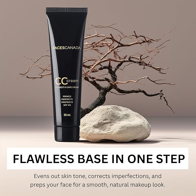FACESCANADA CC Cream | Primes, Perfects & Protects with SPF 20 | Lightweight Color Correcting Cream for Natural Coverage | Evens Tone, Conceals & Hydrates Skin | 1.18 Fl Oz (35ml)