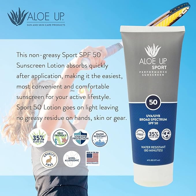 Aloe Up White Collection Sunscreen Spray SPF 50, White Collection Sunscreen Spray SPF 30, and Sport Sunscreen Lotion SPF 50 - Bundle with Face and Body Sunscreen Protector - Reef Friendly - 3 Items