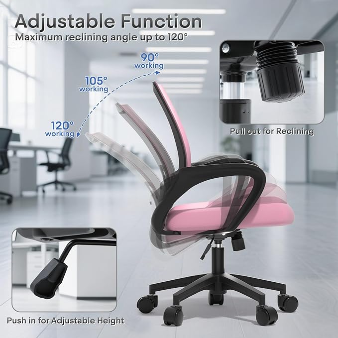 Ergonomic Office Chair 2P - 330Lbs, Breathable Mesh Computer Desk Chair with Lumbar Support & Armrest, Rolling Swivel Adjustable Tilt Lock for Home Office/Gaming, Bedroom Study
