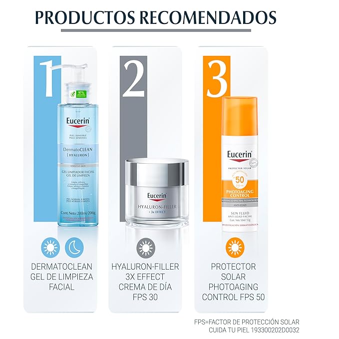 Eucerin Protector solar facial anti edad con ácido hialurónico FPS 50+, Sun, 50 ml