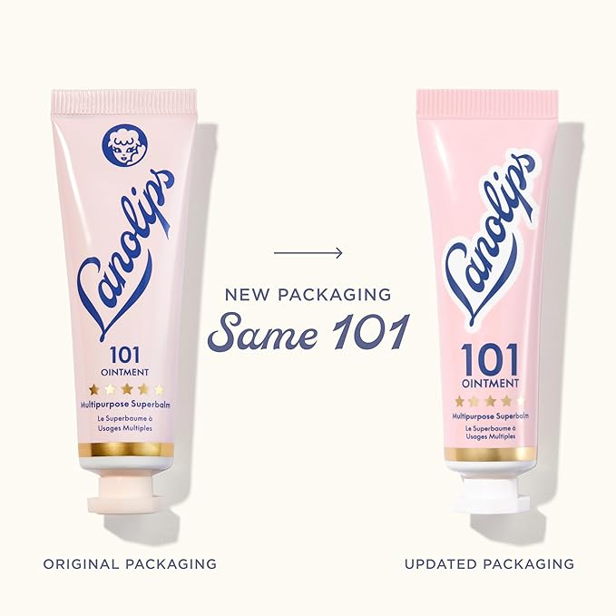 Lanolips 101 Multipurpose Ointment Duo - Lanolin Lip Balm & Healing Ointment for Skin Barrier Repair - Moisturizer for Dry Lips, Cuticles & Elbows - Original Superbalm (2-Pack, 0.52 oz each)