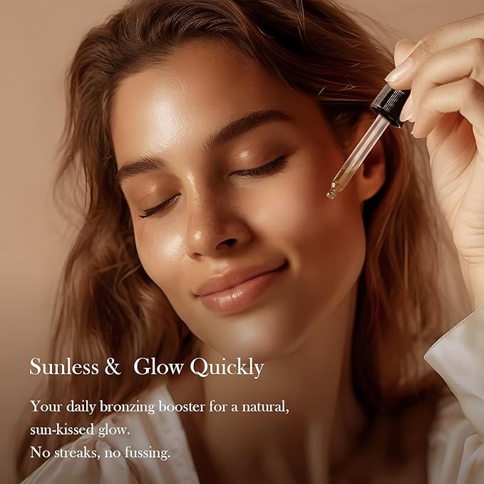 Self Tanning Drops:Customizable Sunless Tanning from Light Glow to Dark Bronze,Rich in Natural Ingredients for Caring Skin,No Skin Damage and Change Easily