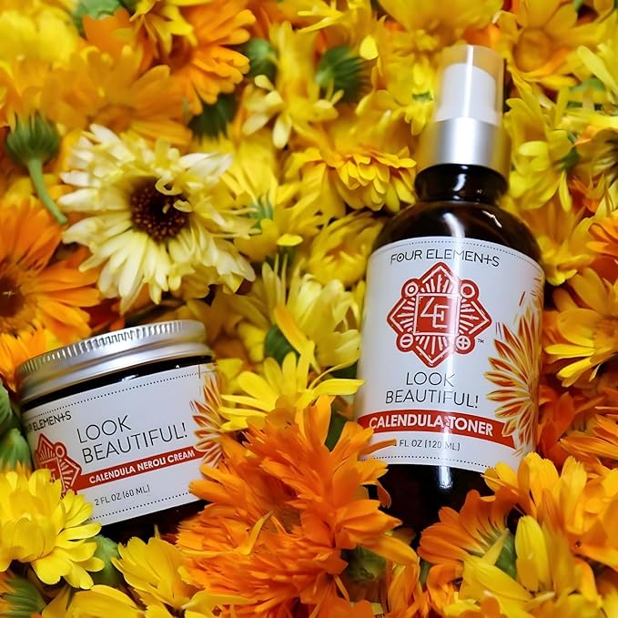 Four Elements 4E Look Beautiful! Calendula Toner, 4 FL OZ - 1st Place Winner in The Luscious Cream and Lotions Category at The International Herb Symposium Product Contest 2023