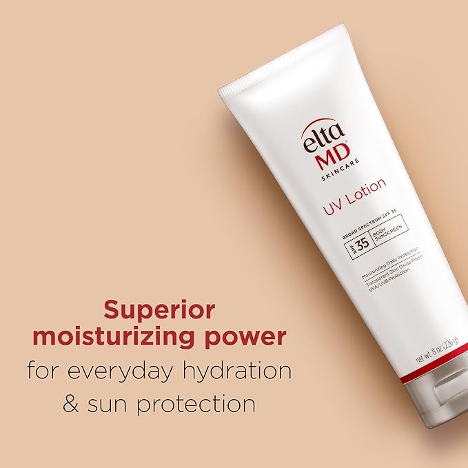 EltaMD UV Lotion Body Sunscreen, SPF 30+ Sunscreen, Body Lotion with SPF Made with Zinc Oxide and Hyaluronic Acid, 8.0 oz Pump