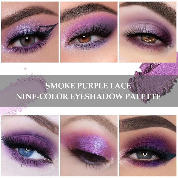 SUAKE Purple Eyeshadow Palette for Eye Makeup,High Pigmented Silver White Tan Grape Brown Color Light Violet Eye Shadow Primers, Matte Shimmer Powder Palet de sombras de ojos