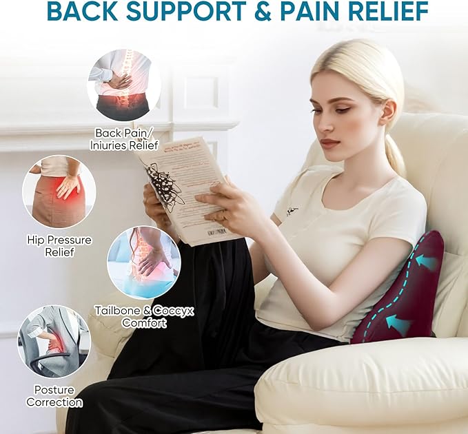 Back Support Pillow for Recliner Chair, Memory Foam Couch Back Cushions Ergonomic Large Lumbar Support Pillow for Lower Back Pain Relief, with Soft Velvet