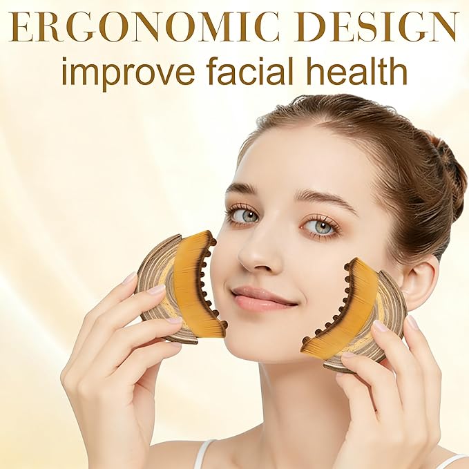 2 PCS Lymphatic Contour Face Brush, Ultra-Soft Facial Dry Brush for Lymphatic Drainage & Jawline Sculpting, Gentle Face Massager Tool for Puffiness Reduction, Skin & Glowing Complexion