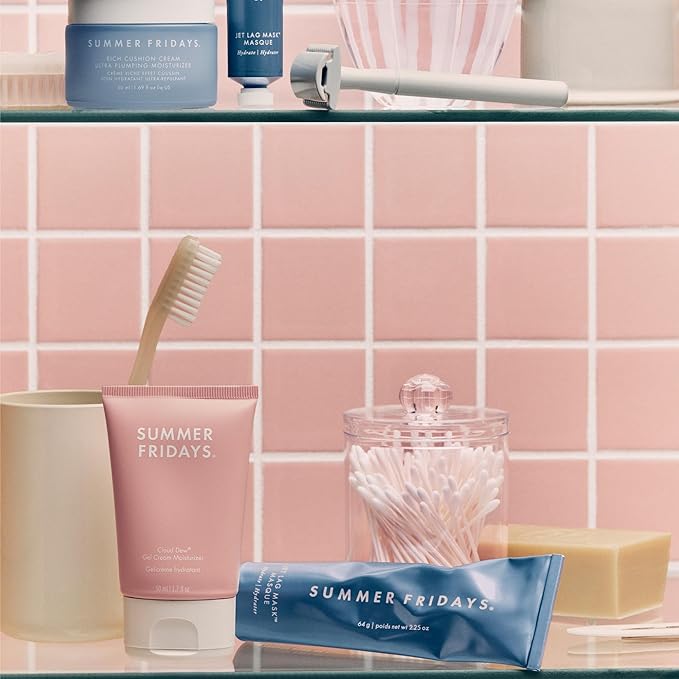 Summer Fridays Rich Cushion Face Cream - Ultra Plumping Barrier Repair Cream + Makeup Primer - Infuses Skin with Rich Hydration from Glycerin + Squalane - Non-Comedogenic + Fragrance-Free (1.69 Oz)