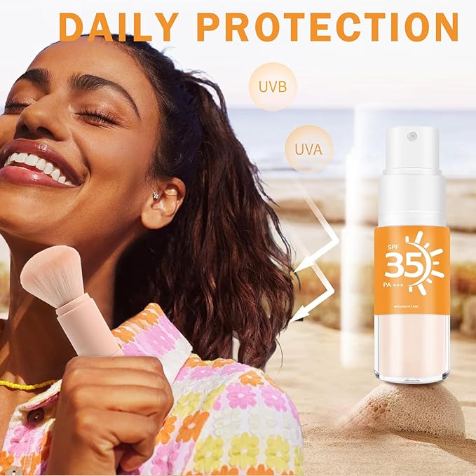 Mineral Sunscreen Powder SPF 35 Setting Powder for Scalp, Hair, Face - Breathable Translucent Scalp Sunscreen Broad Spectrum UV Protection Cruelty-Free Formula 0.71oz