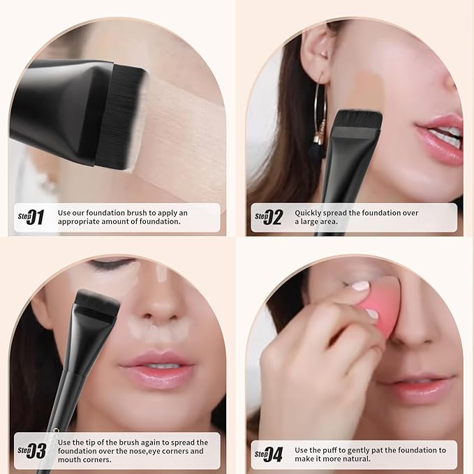 docolor Flat Foundation Brush Korean Makeup Brush Liquid Makeup Brush Premium Makeup Face Brush for Blending, Cream, Thin Foundation Brush Makeup Tool Face Foundation Flat Brush,Black