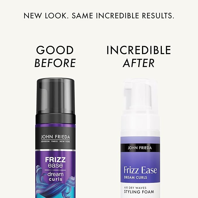 John Frieda Anti Frizz, Frizz Ease Dream Curls Air Dry Waves Styling Foam, Curl Defining Frizz Control, Hair Product for Curly and Wavy Hair, 5 Oz