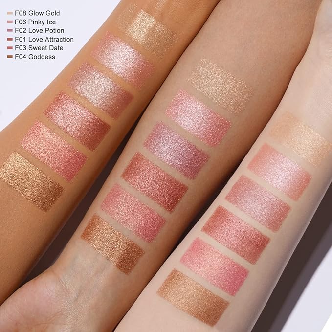Oulac Luminous Blush Makeup Glow Coral Gold|Subtle Shimmery Creamy Powdery Blush Highlighter Cheek| Pigmented&Blendable | Light to Medium Skin Tone| Vegan & Cruelty-Free| 4.8g F03