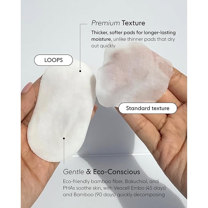 LOOPS Peptide Serum Korean Skincare - Firm, Fortify, Fight Fine Lines - Anti-Wrinkle & Moisturizing - Pre-soaked Veocell Embo Pad - Peptide Complex to Rejuvenate and Prejuvenate Face - Pack of 60