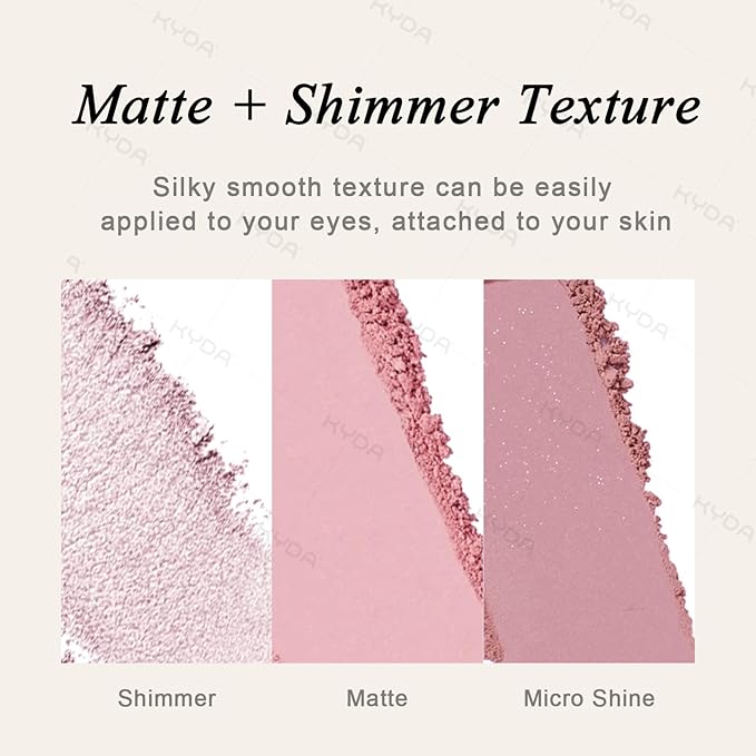 KYDA 12 Colors Pink Candy Eyeshadow Palette with Brush, High Pigment Matte Shimmer Pink Eye Shadow, Netural Eyes Palette for Women, Soft Blendable Powder Eyeshadow, Korean Eyes Makeup