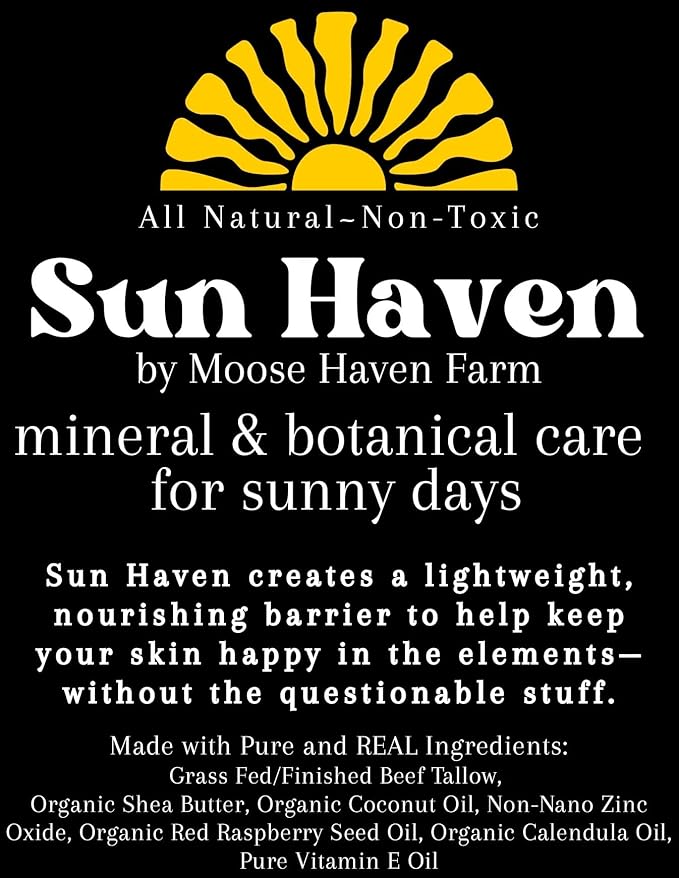 Sun Haven Mineral & Botanical Care for Sunny Days - Natural Protection | Non-Nano Zinc, Grass-Fed Tallow, Shea Butter & Botanicals | Reef-Safe, Non-Toxic, Family Friendly