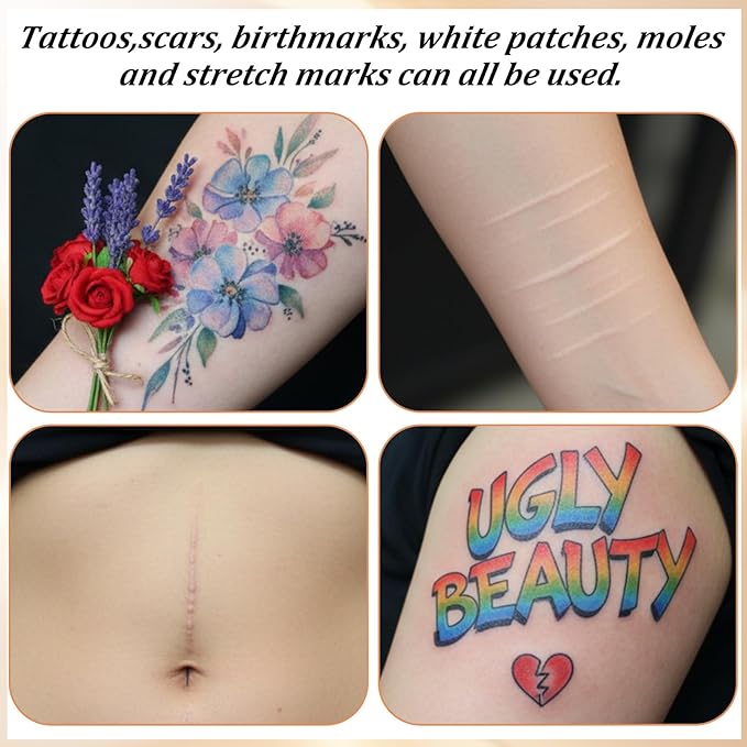 8pcs Scar Cover Up Tape Scar Sheets Cover Up Patch Natural Skin Tones Ultra-Thin Waterproof Skin Tape Invisible Breathable Concealer for Scars Birthmarks Cut-to-Fit