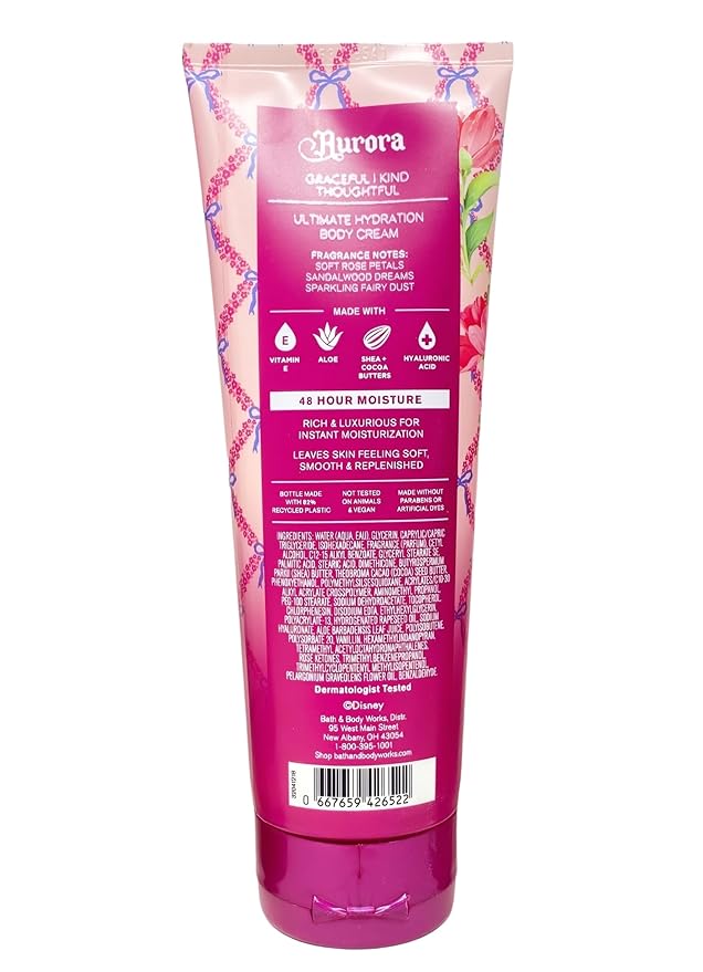 Bath & Body Works Limited Edition Princess Collection Aurora Ultimate Hydration Body Cream and Diamond Shimmer Mist with a Wild Jasmine Bar Soap