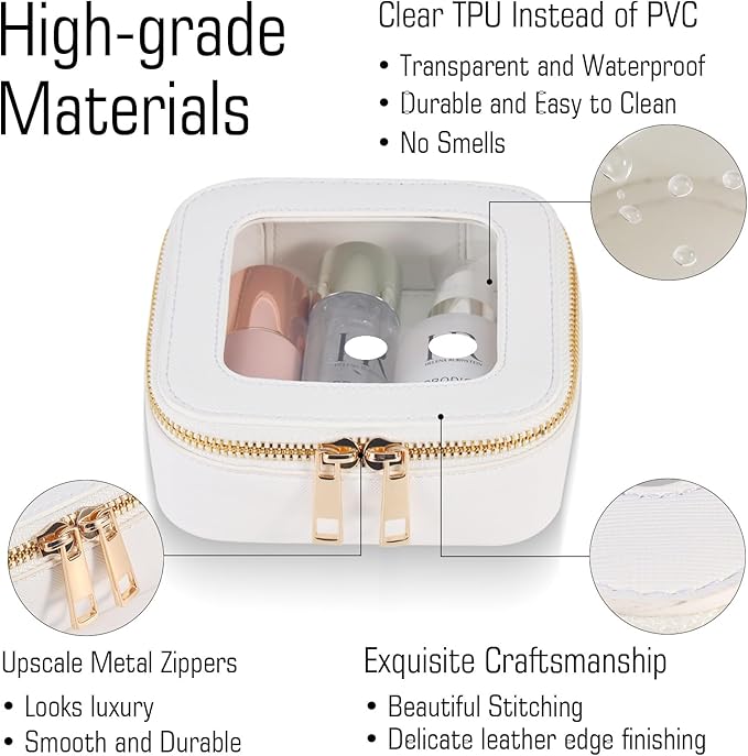 Mini Clear Makeup Bag Cosmetic Bags with Zipper,Travel Small Makeup Bag Organizer Case for Purse,Waterproof Clear Toiletry Bag for Women,Car Organizers and Storage
