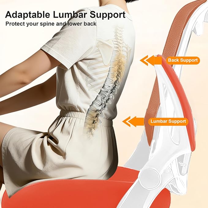Office Chair, Ergonomic Breathable Mesh Chair,Flip-Up Arms and Adjustable High Back Lumbar Support,Comfy Computer Chair for Home Office (Orange, 407)