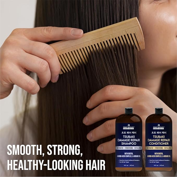Korean Damage Repair Shampoo & Conditioner Set – Restorative, Strengthening Hair growth Products Routine – Sulfate Free, Paraben Free, for All Hair Types, 16 fl oz