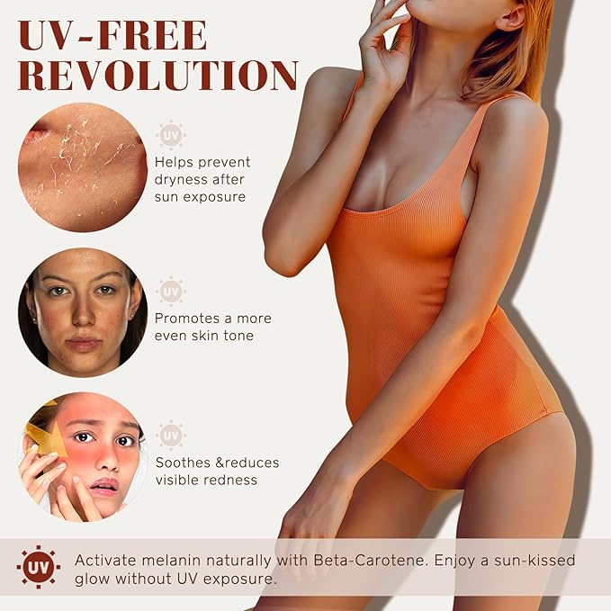 Tanning Drops to Drink for Face & Body - Natural Sunless Tanning Drops with Enhancing Your Natural Skin Tone, for All Skin Types