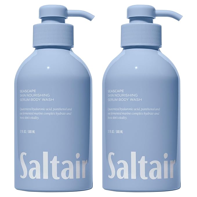Saltair Body Wash 2-Pack – Moisturizing Body Wash with Hyaluronic Acid & Vitamin B5 – Scented Shower Gel for Women and Men – Seascape Scent, 2x 17oz – Vegan, Cruelty-Free, Paraben-Free