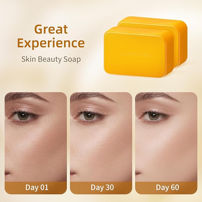 Kojic Acid Turmeric Soap Bar Dark Spots for Face & Body, Deep Cleansing, Gentle Soap Sensitive Skin Formula, All Skin Types 2Pack with Dish