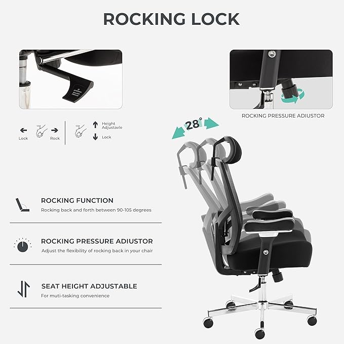 600lbs Big and Tall Office Chair,Oversized Ergonomic Breathable Mesh Desk Chair with W-Shape Thicken Seat Cushion,Computer Chair Upgraded 4D Armrest with Adjustable Lumbar Support&Headrest