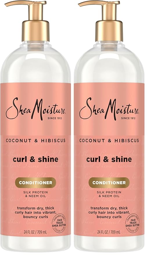 SheaMoisture Curl & Shine Conditioner Coconut & Hibiscus,for Thick,Curly Hair,to Moisturize-& Soften,24 oz,(Pack of 2)