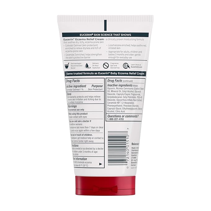 Eucerin Eczema Relief Cream - Full Body Daily Lotion for Eczema-Prone Skin - 5 oz. Tube