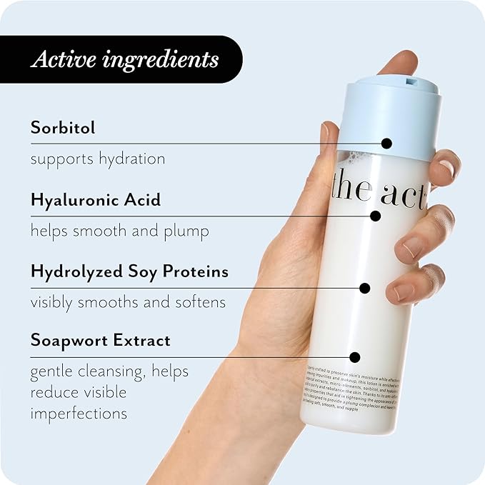 THE ACT Clarifying Toning Lotion Milk for Face – Hydrating Milky Toner for All Skin Types – Pore Minimizer & Radiance Booster – Gentle Alcohol-Free Vegan Organic Facial Care 6.8 Fl Oz