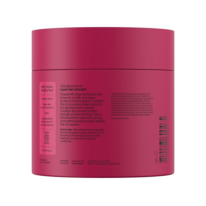 Eva NYC Therapy Session Deep Conditioning Hair Mask with Vegan Protein, Jojoba Oil + Argan Oil - Hydrate, Soften + Repair Hair Strength - Sulfate Free - Warm Vanilla Scent - 13.5 fl oz