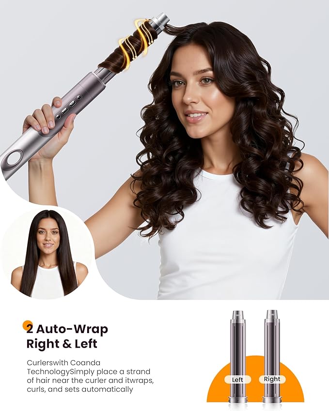 MESCOMB Upgraded Infrared 6 in 1 Hot Air Styler Wrap- Dual Voltage Hair Dryer| Fast Drying & No Heat Damage, Professional Multi-Styler for Curling, Volumizing & Smooth Straightening (100V-240V),Purple