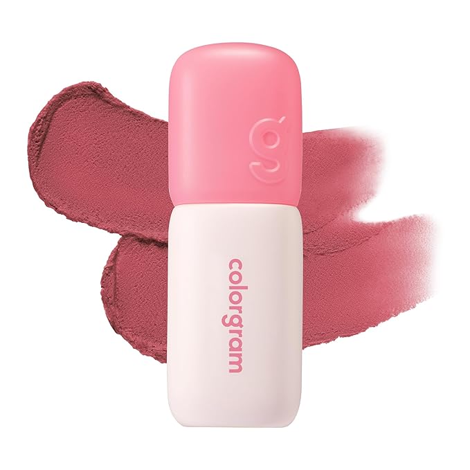 COLORGRAM NUDE BLUR TINT 06 LUCKY BERRY | K-Beauty Makeup, Soft-Focus Matte Lip Stain, 2-in-1 Lip & Cheek