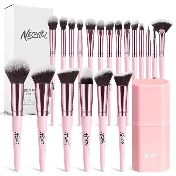 20 PCS Travel Makeup Brush Set, Makeup brushes, Professional Foundation Eyeshadow Concealer Blush Powder Bronzer Brushes,Versatile Face Make Up Tools with Travel Makeup Case（Pink）