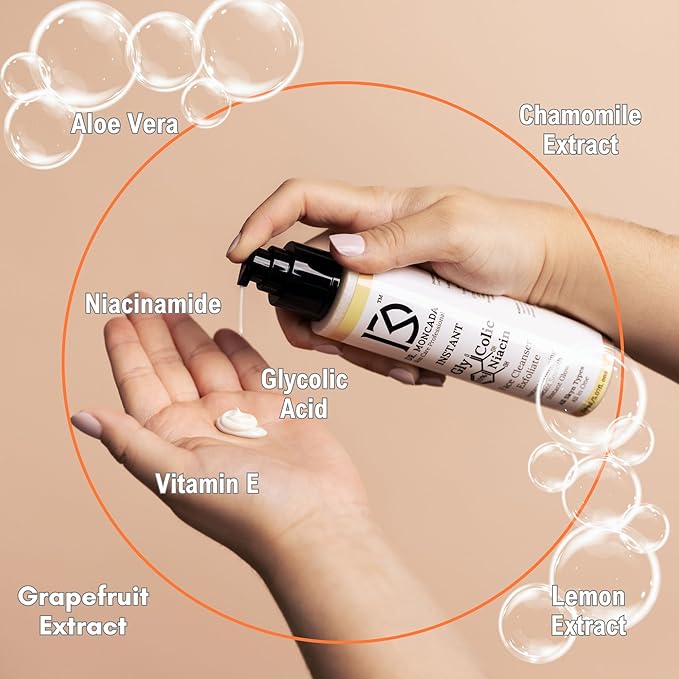 Glycolic Acid Face Wash Exfoliating Face Cleanser B3 Niacinamide Cleanser Instant Makeup Remover 10% Glycolic Acid Pore Minimizer Exfoliating face wash for Women & Mens face wash All in1- All U Need