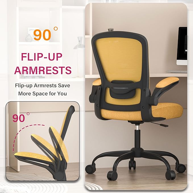 Mimoglad Office Chair, Ergonomic Desk Chair with Adjustable Lumbar Support, High Back Mesh Computer Chair with Flip-up Armrests- Task Chairs, Executive Chair for Home Office