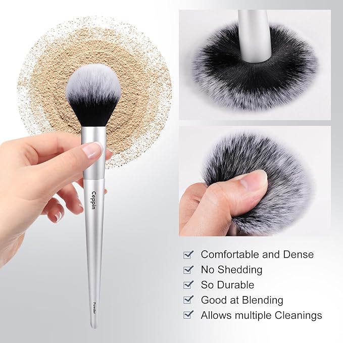 Professional Makeup Brushes 10Pcs, Premium Synthetic Make Up Brush Set, Powder Foundation Contour Blush Concealer Eye Shadow Blending Liner Makeup Brush Kit (Silver)