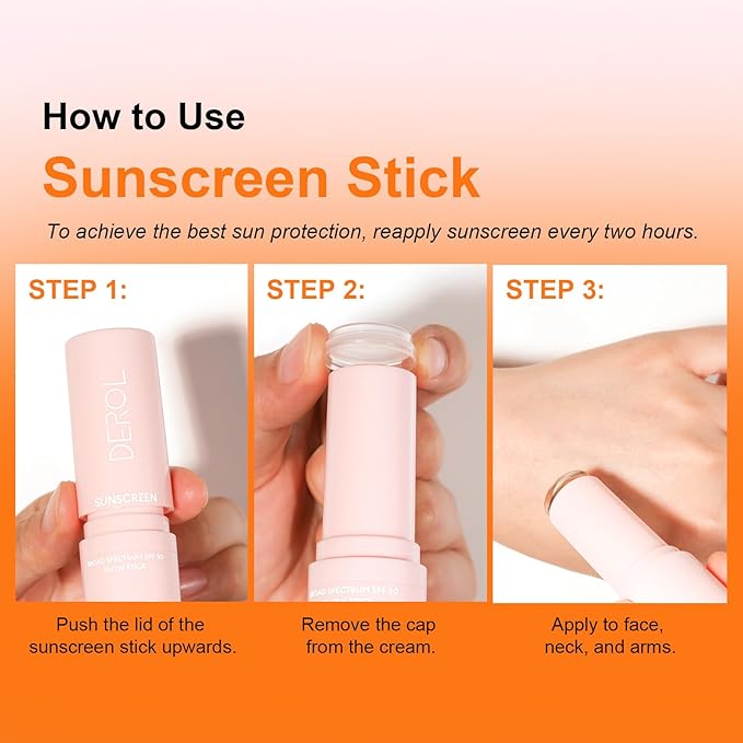 DAGEDA Watermelon Sunstick, Sunscreen Stick SPF 50, Transparent Lightweight Texture, Sweat and Water Resistant Roll On Sunscreen for Face and Body
