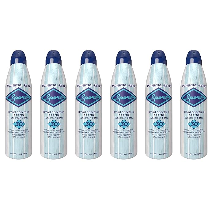 Panama Jack Sport Sunscreen Spray - SPF 30, Broad Spectrum UVA/UVB Protection, PABA, Paraben, Gluten & Cruelty Free, Water Resistant (80 Minutes), 5.5 OZ (Pack of 2)