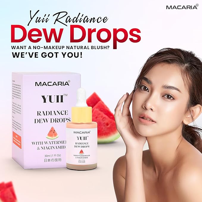 YUII Dew Drops Glow Niacinamide Watermelon Toner - Face Serum with Vitamin E & C Skin Care Facial Toner, Plump, Smooth, Moisturize (Japanese Recipe)