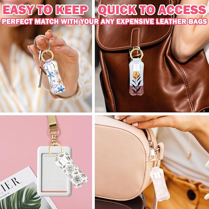 WK IEASON Lip Balm Holder for Chapstick Lipstick Sleeve Keychain,Small Christmas Gifts Stocking Stuffers for Teen Girls Women