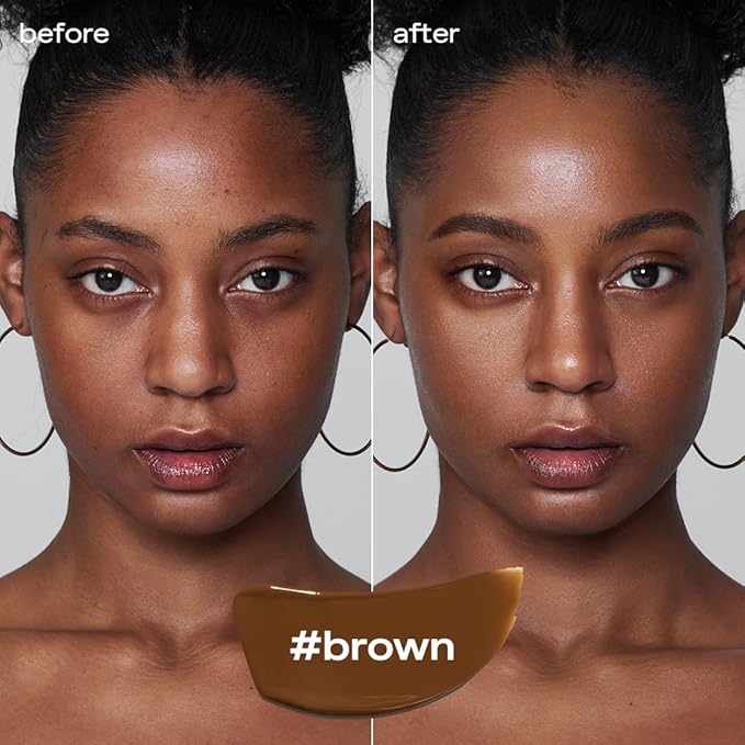glow breathable blemish balm #brown, deep-coverage bb cream & tinted moisturizer, skincare-like finish with green tea leaf water infusion, healthy radiant, non-comedogenic, 1 fl oz