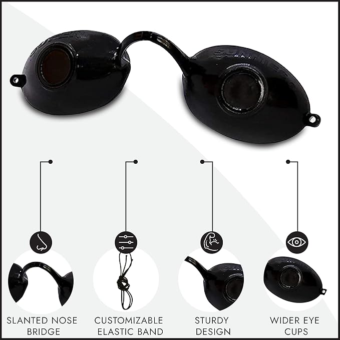 Super Sunnies UV Eye Protection FDA Compliant Eyeshields, Tanning Bed Goggles, Red Light Therapy Glasses w/Strap