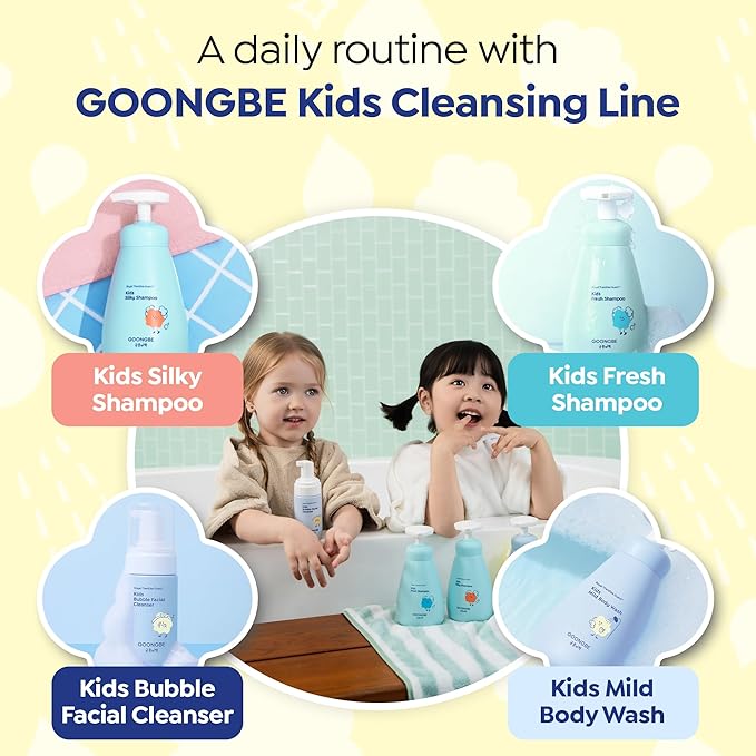 GOONGBE Kids Bubble Face Wash – Tear-Free Micellar Foam Cleanser for Sensitive Skin – Gentle Sunscreen Removal, Low pH with Panthenol & Cica – Pump Foam, Allergen-Free, 3.38 fl oz