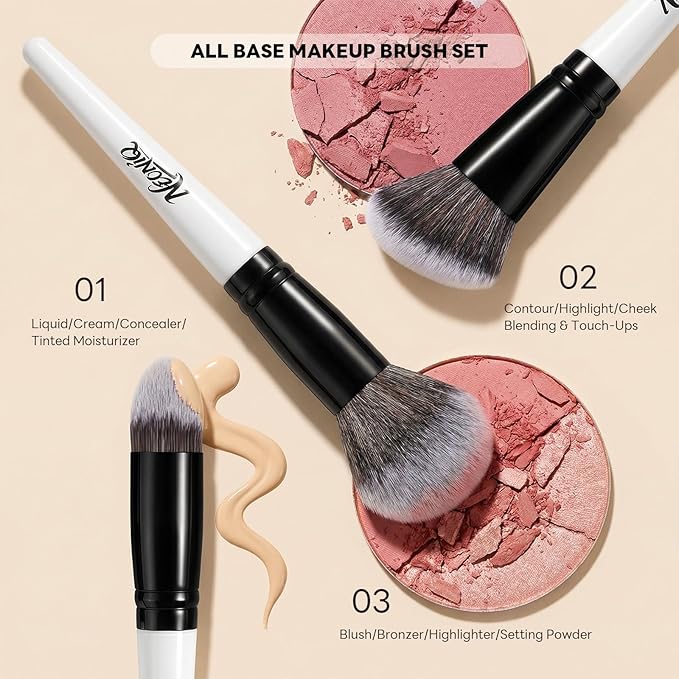 NEINIQ 20 PCS Travel Makeup Brush Set, Makeup brushes, Professional Foundation Eyeshadow Concealer Blush Powder Bronzer Brushes,Versatile Face Make Up Tools with Travel Makeup Case（White）