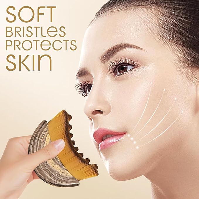 Lymphatic Contour Face Brush - Ultra-Soft Bristles for Chin & Jawline Sculpting, Facial Lymphatic Drainage Massager, Ergonomic Face Brush for Depuffing