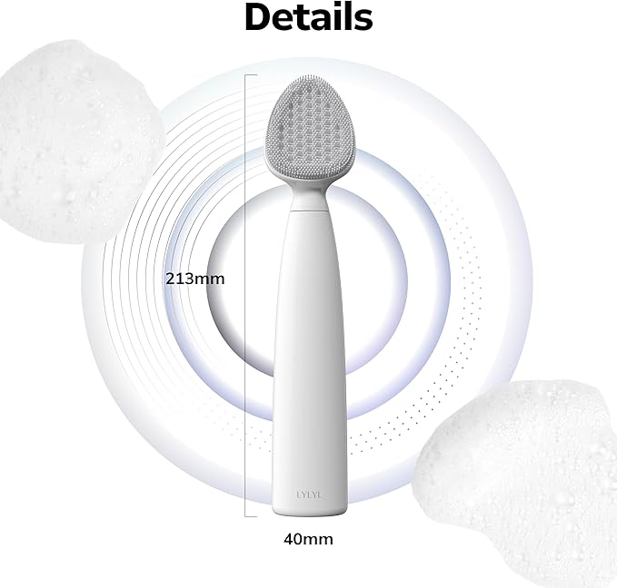 Wave Facial Sonic Cleanser | Deep Cleansing, Pore & Blackhead Care, 3 Modes, Replacable Head, 40,000 Cavitation Micro Vibrations, Waterproof Level IPX8, C-Type Charge, Korean Skincare (Gray)